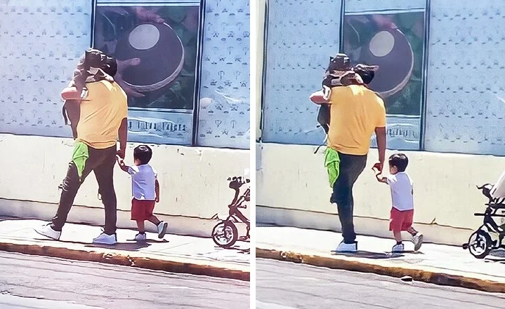 You Won’t Believe Why This Dad Chose to Carry His Dog Over His Son!