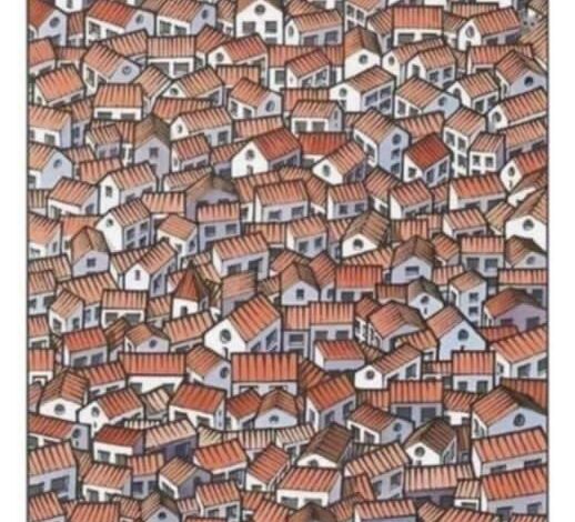 Optical Illusion Challenge: Can you find a cat among the houses in 5 seconds?