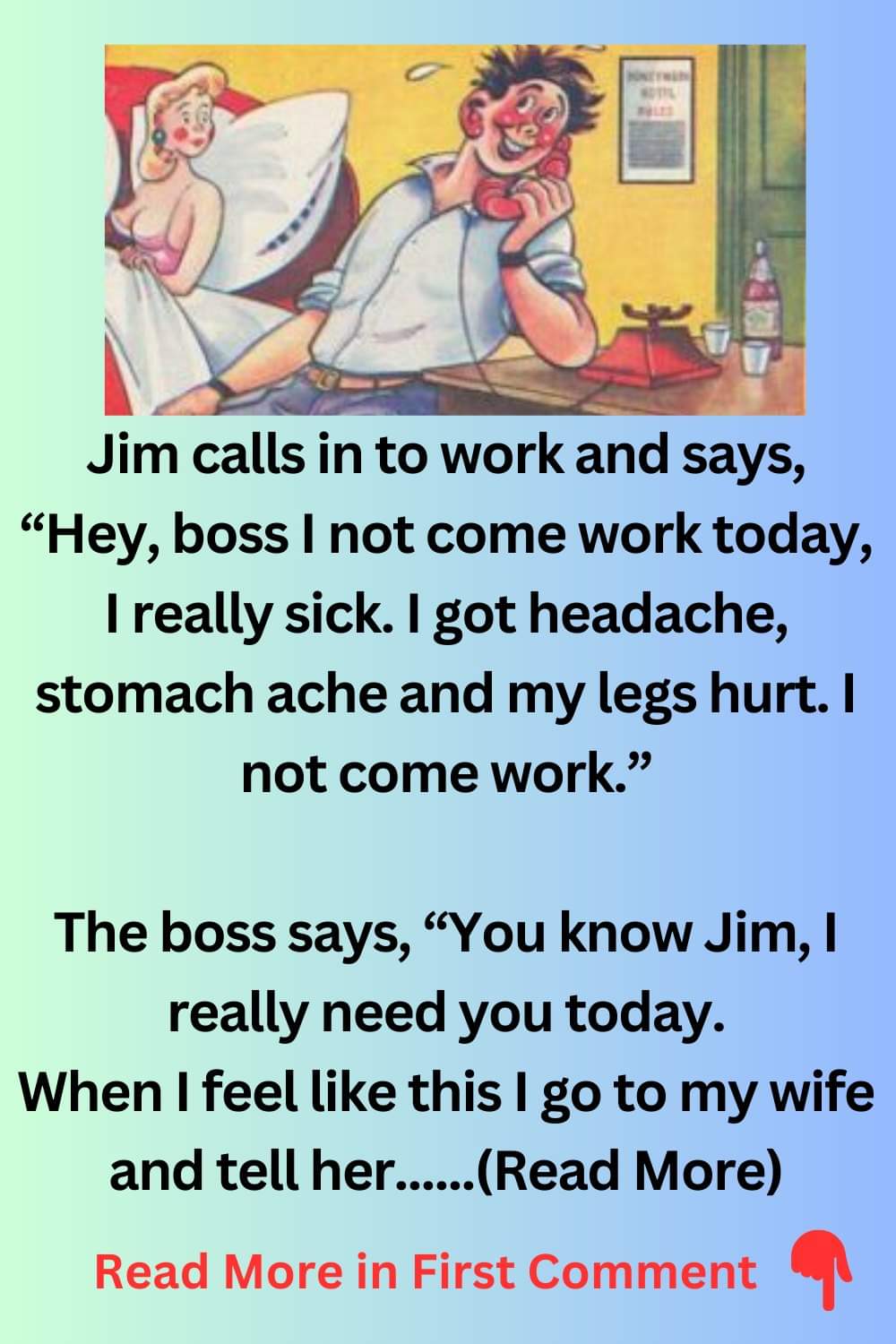 Jim calls boss I not come work today