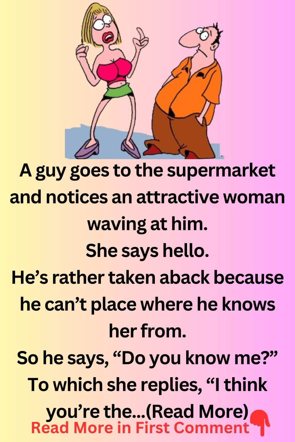 An attractive woman waving at a guy