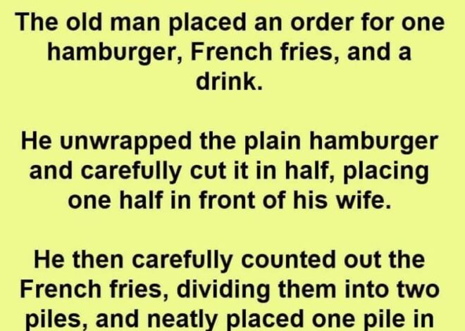 Old man orders a single hamburger