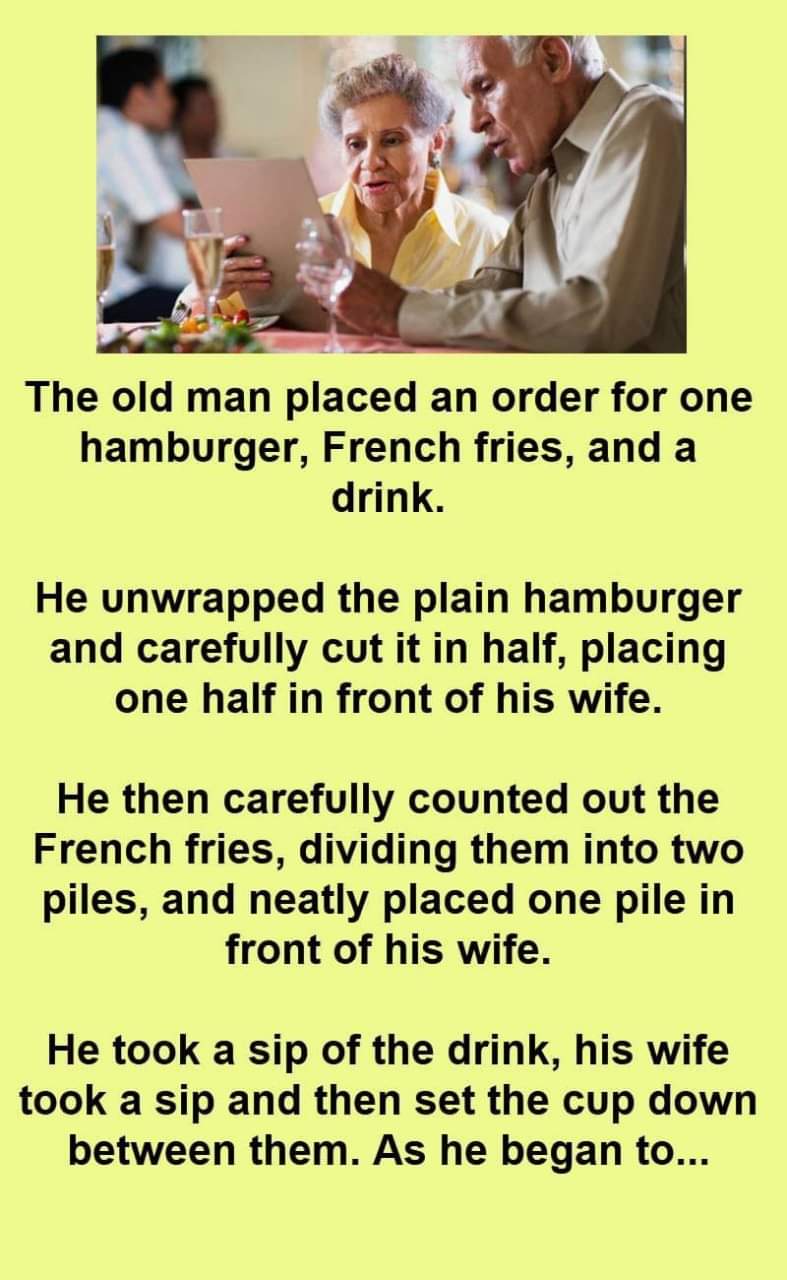 Old man orders a single hamburger