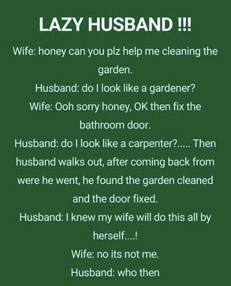 LAZY HUSBAND !!! (FUNNY STORY) –