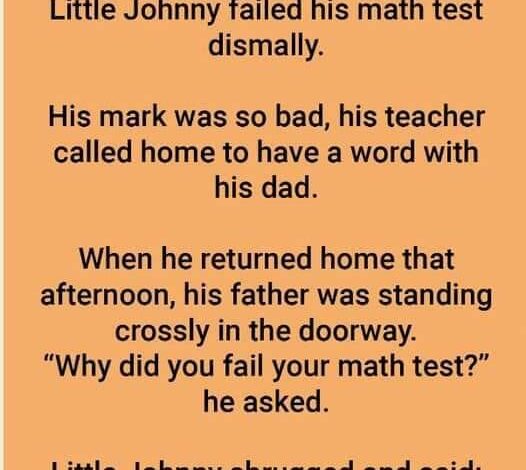 Little Johnny failed his mathematics test completely.