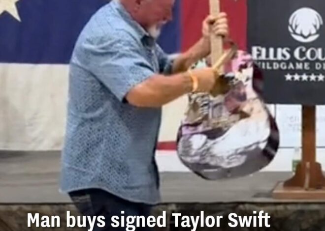 Taylor Swift’s signed guitar bought at auction by man who immediately destroys it