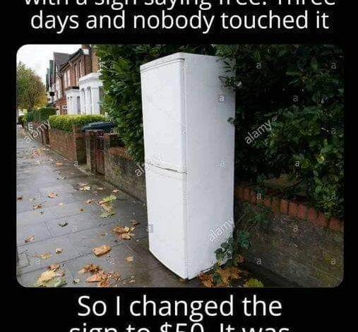 I put this old fridge outside with a sign saying free.