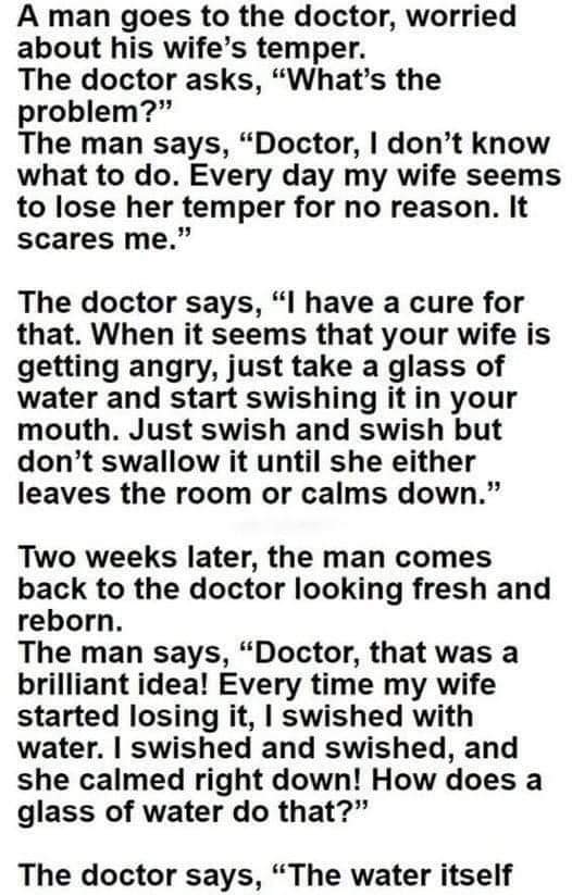 He Was Worried About His Wife’s Temper. But What The Doctor Suggests? Brilliant! –