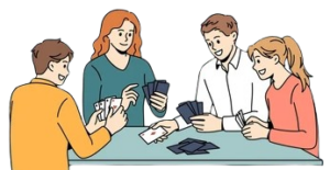 Two couples were playing cards