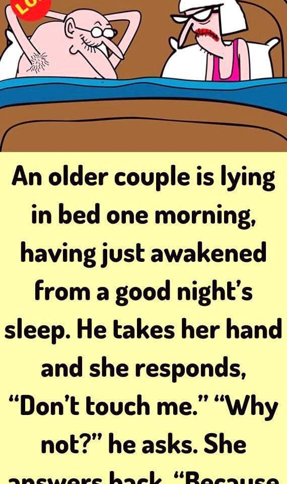 A older couple is lying in bed –