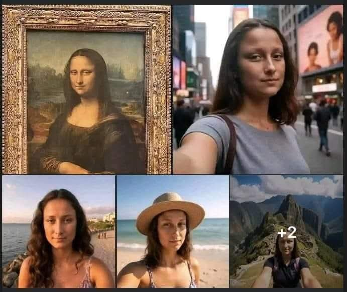 Mona Lisa took a trip since she was bored with the museum.